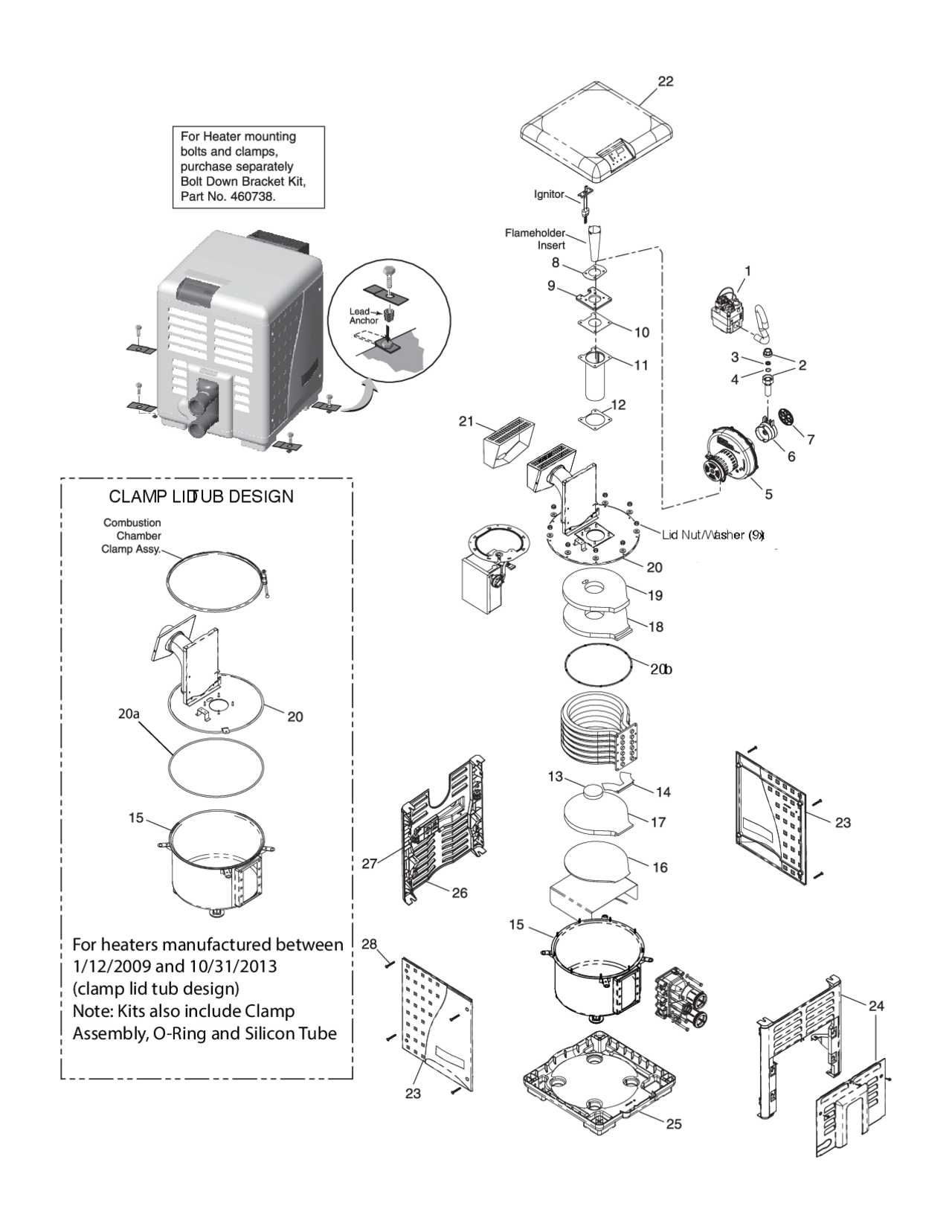 Parts List for Parts List: Pentair Heater 400 Master Temp HD Cupronickel - Natural Gas