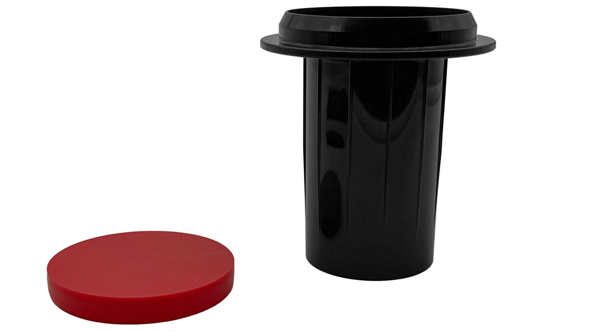 Black ribbed Paramount PV3 in-floor cleaning head with red cap