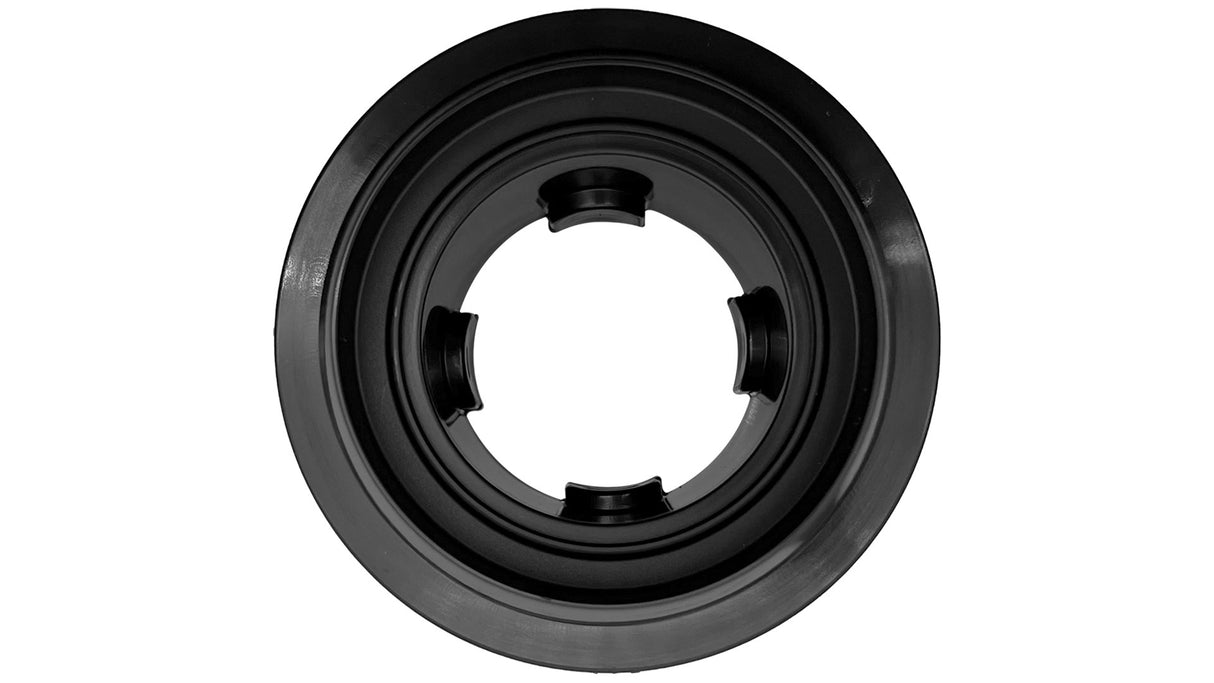 Black ribbed in-floor cleaning head body with cap insert