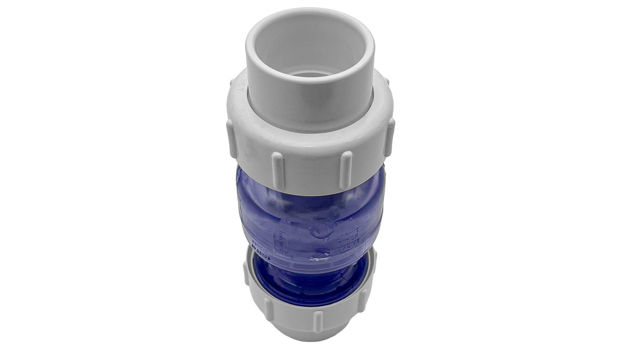 1-1/2" IPS PVC Clear True Union Spring Check Valve (Socket) | 1700C15