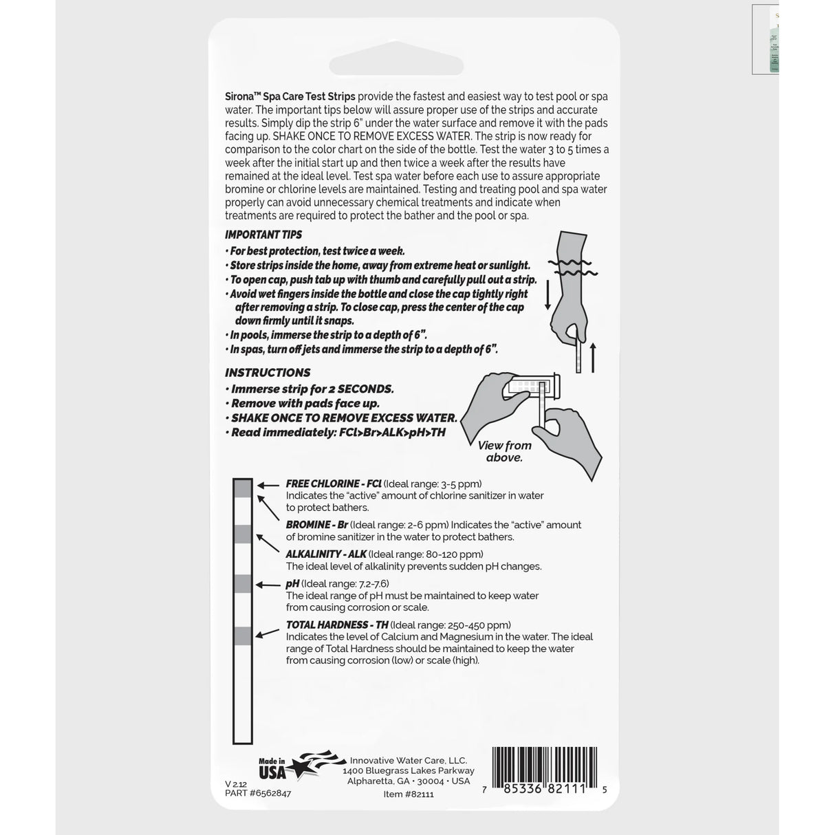 Sirona Test Strips - Chlorine and Bromine | 82111