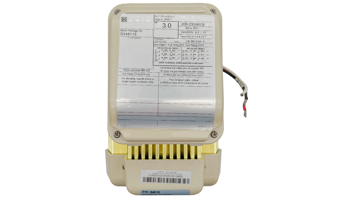 Pentair WhisperFlo 3HP Motor 3-Phase 208-230-460V || 354811S