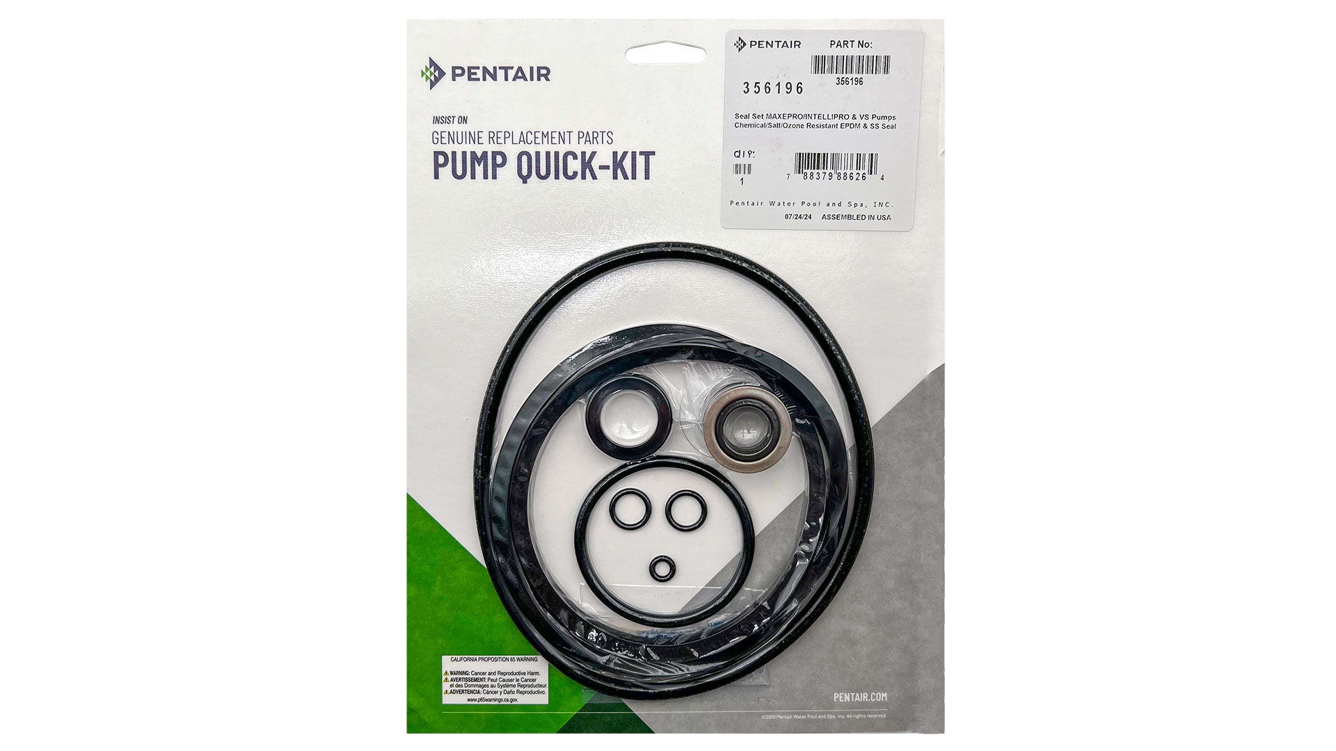Pentair Max-E-Pro / IntelliPro Pump Seal Set Quick Kit | 356196