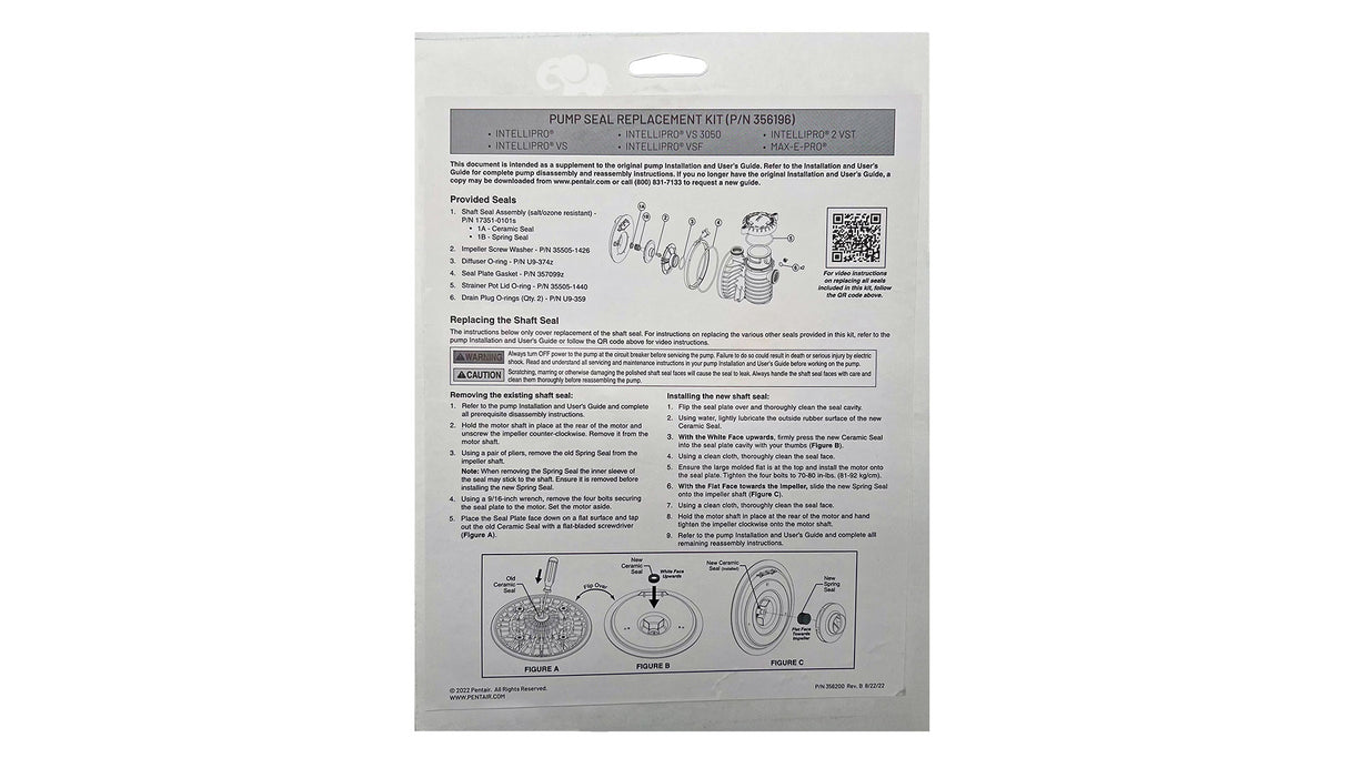 Pentair Seal Set for Max-E-Pro/ IntelliPro | 356196