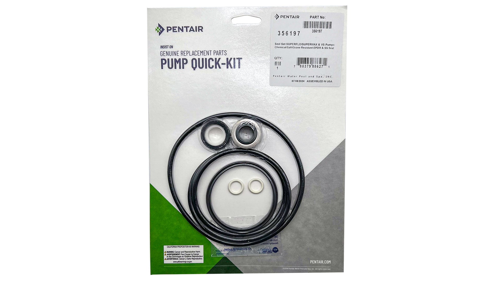 Pentair SuperFlo & SuperMax Pump Seal Kit Quick Kit | 356197