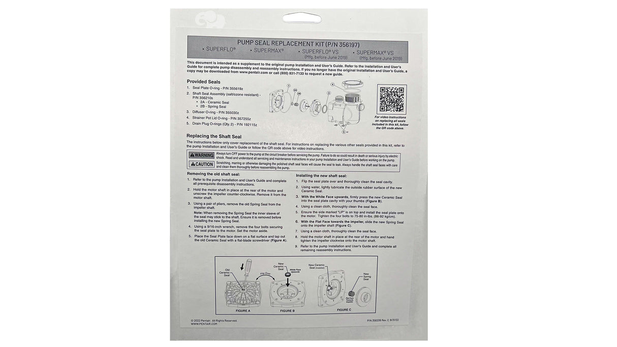 Pentair Seal Kit for SuperFlo/ SuperMax | 356197