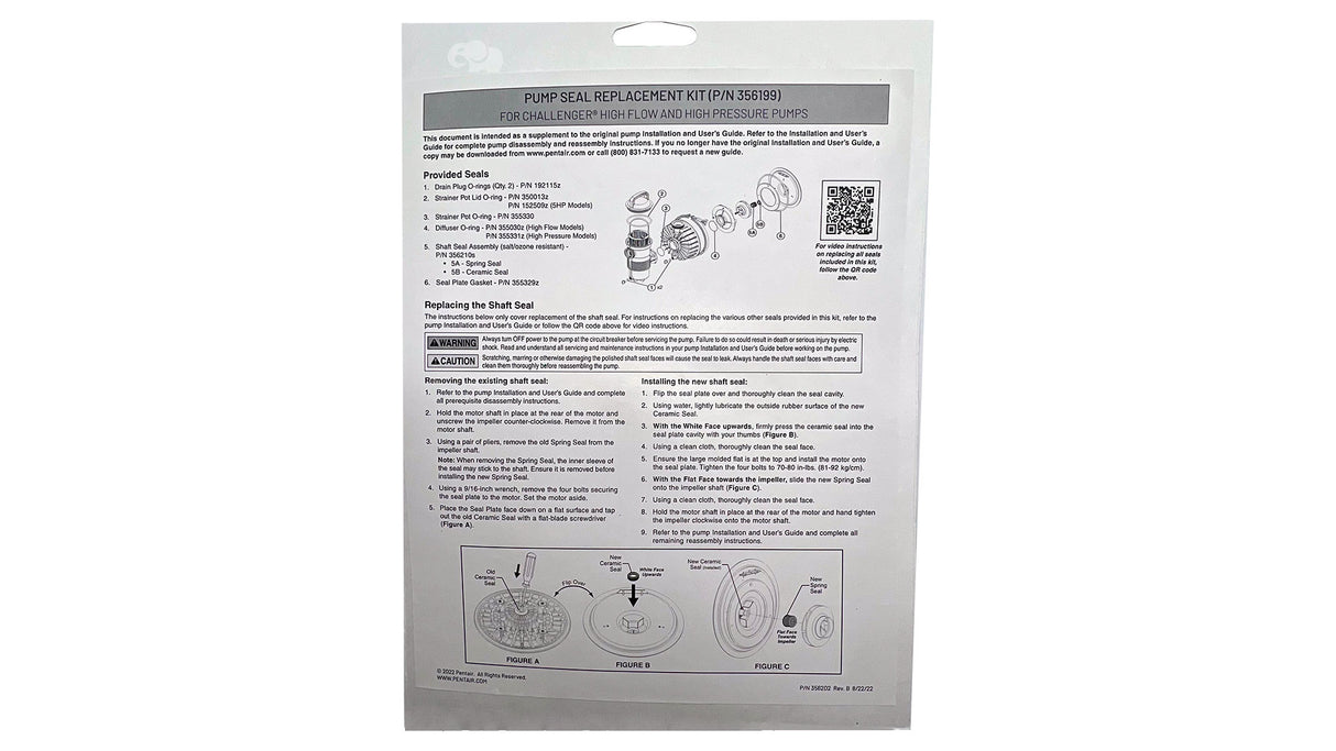 Pentair Pump Seal Kit for Challenger Pump | 356199