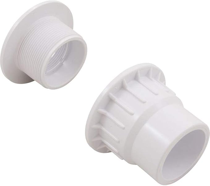 1-1/2" Socket x 2" Spigot White Fiberglass Pool Wall Fitting with Nut || 25523-500-000