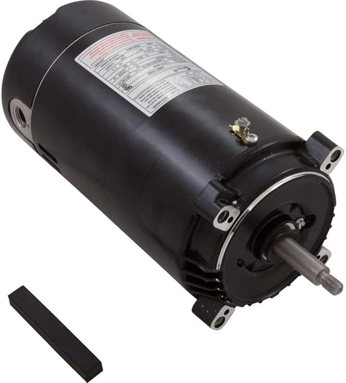 Century ODP threaded pool filter motor, black 1 HP unit with exposed shaft and mounting base.