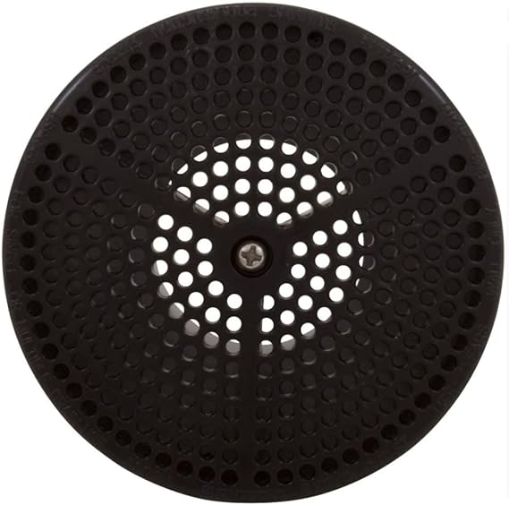 Black round suction cover with perforated grille and center screw