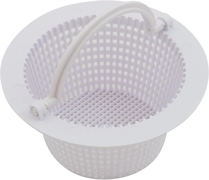 White Pentair HydroSkim skimmer basket with handle and perforated sides