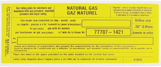 Pentair Propane to NG Conversion Kit - 333 Model || 77707-1421