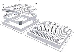 Hayward 9" White Square High Flow Cover Inner and Outer Frame || WG1031HF2PAK2