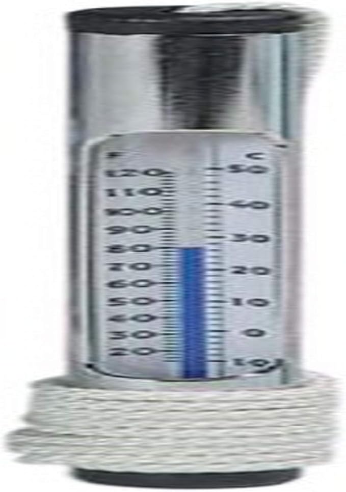 Pentair Chrome Brass Thermometer, blown glass tube secured in brass tubing, 3ft. cord, bubble pack || R141076