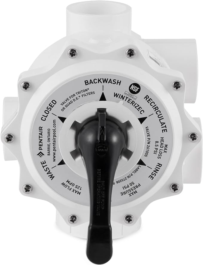 Pentair 261055 Multiport Valve for Triton And Quad D.E. Filters, 2 Inch, 7 1/2 Inch Centerline,White | 261055