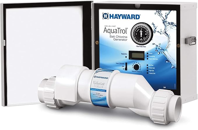 Hayward AquaTrol salt chlorine generator with control box and TurboCell for above-ground pools