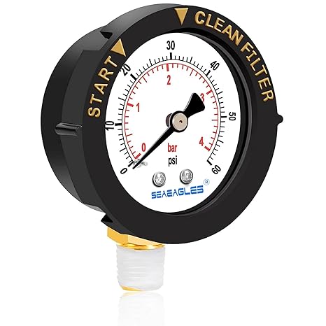 Pentair 1/4" 0-60 PSI Top Mount Pressure Gage with Indicator