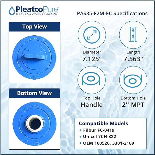 Pleatco Artesian Top Load Spa Filter Cartridge Replacement | PAS35-F2M-EC