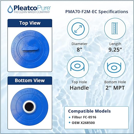 Pleatco Top Load Cartridge Filter Cartridge Replacement for Master Spas Top Load Cartridge | PMA70-F2M-EC
