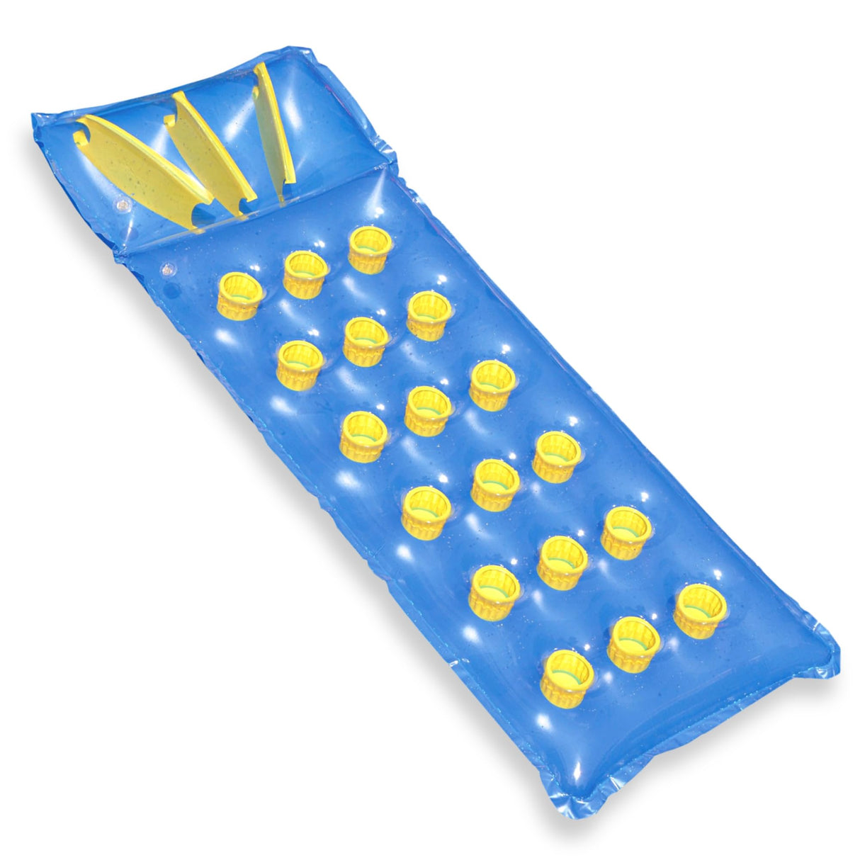 Swimline 18-Pocket French Floating Mattress 76" – Blue/Yellow | SWL-90-1127