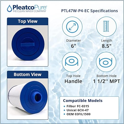 Pleatco Aber Hottub Spa Filter Cartridge Replacement | PTL47W-P4-EC