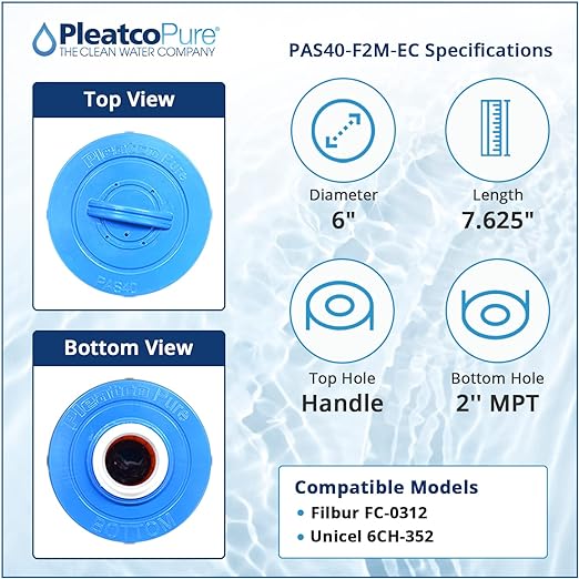 Pleatco Artesian 6" Spa Filter Cartridge Replacement | PAS40-F2M-EC