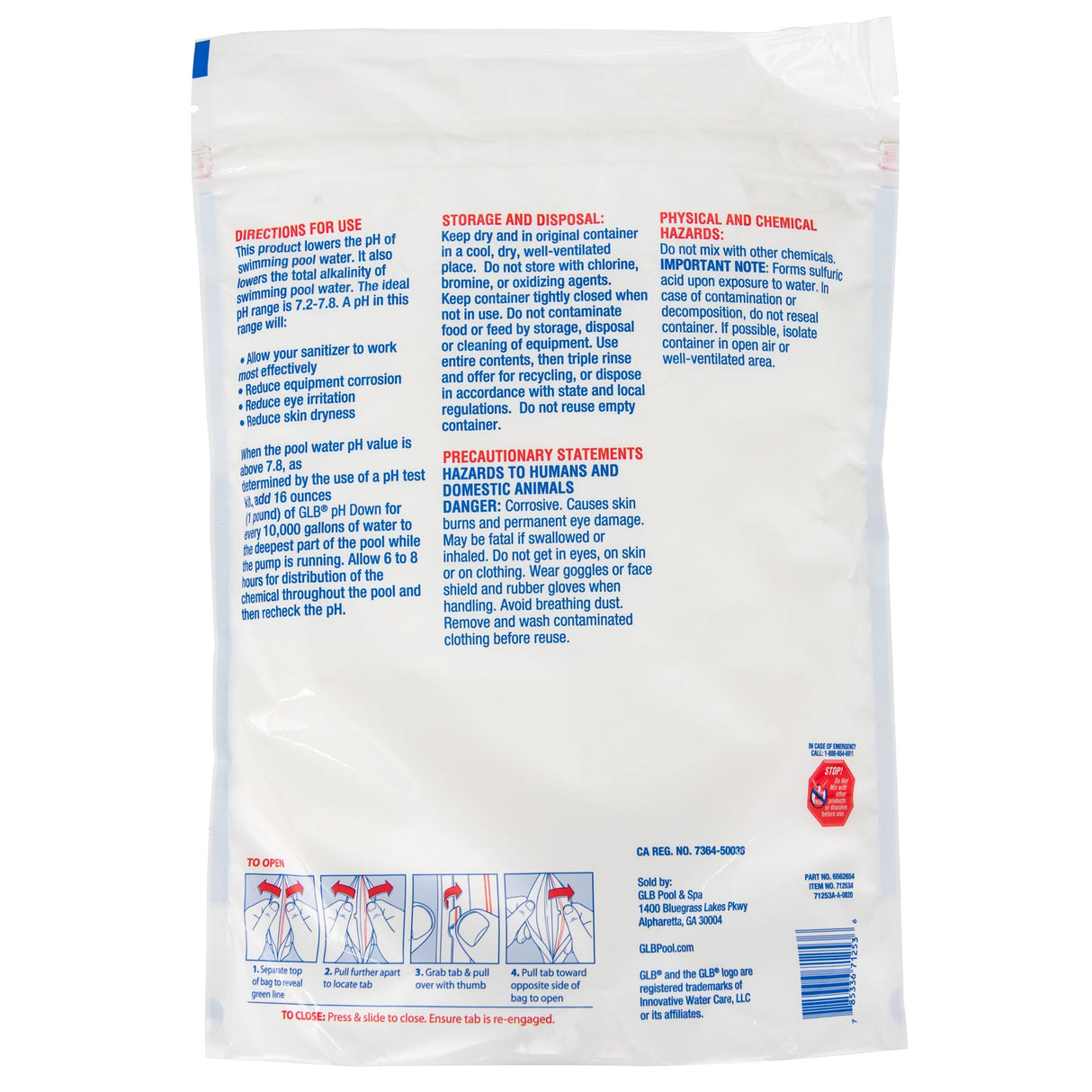 GLB pH Down (Bag) | 71253A | 10 lb pH Decreaser for Pools