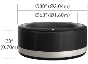 Black MSPA Premium Super Camaro bubble spa tub, 80-inch diameter, for six bathers