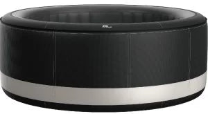 Black round MSPA Premium Super Camaro bubble spa with silver banding, designed for six bathers