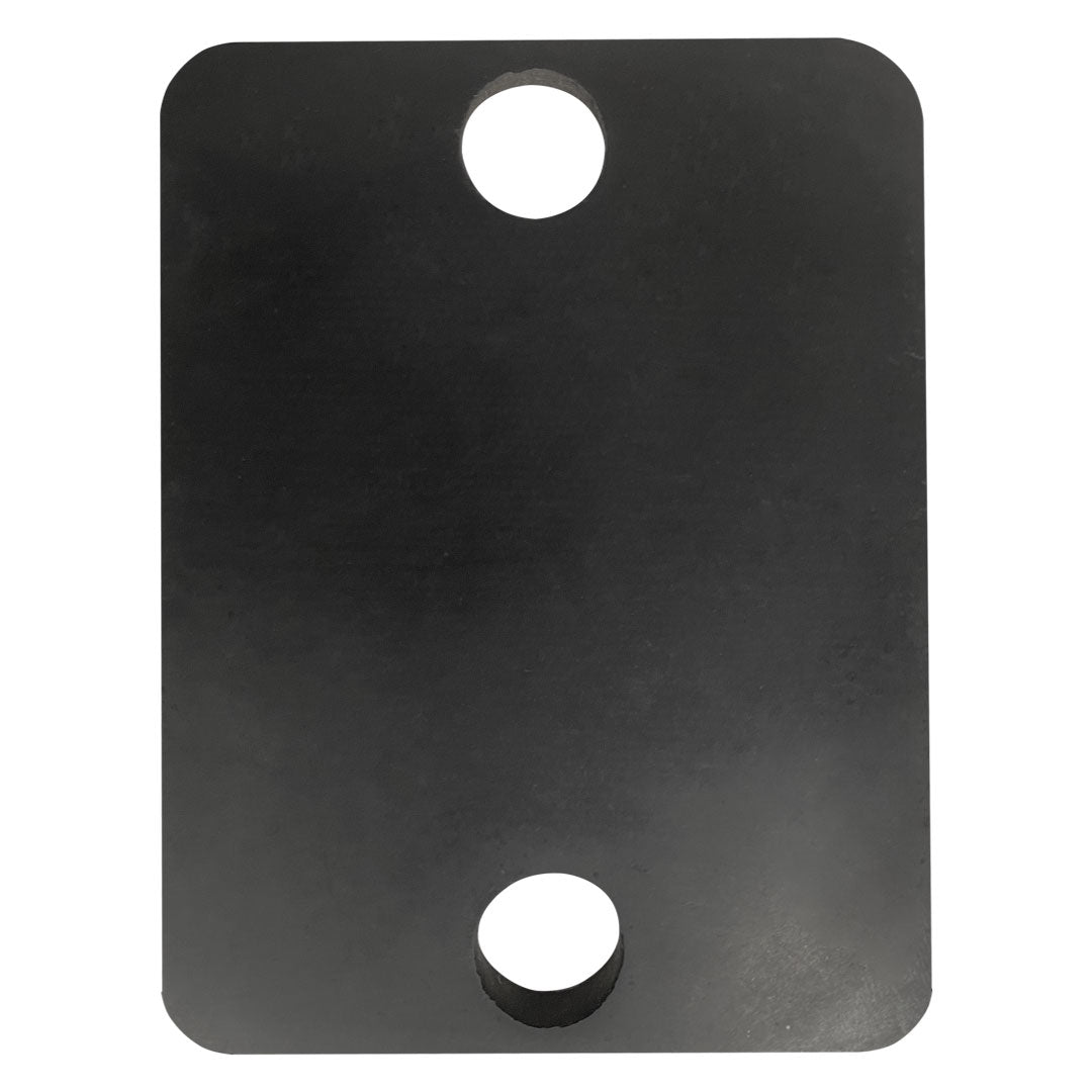 Black rectangular bracket mount gasket with two round holes