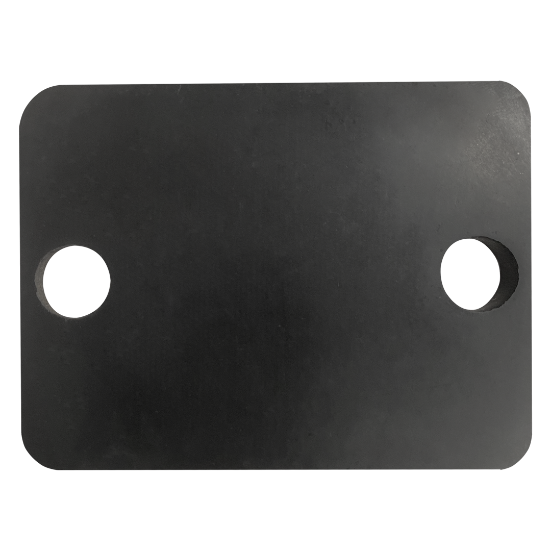 Black rectangular rubber bracket mount gasket with two hole cutouts