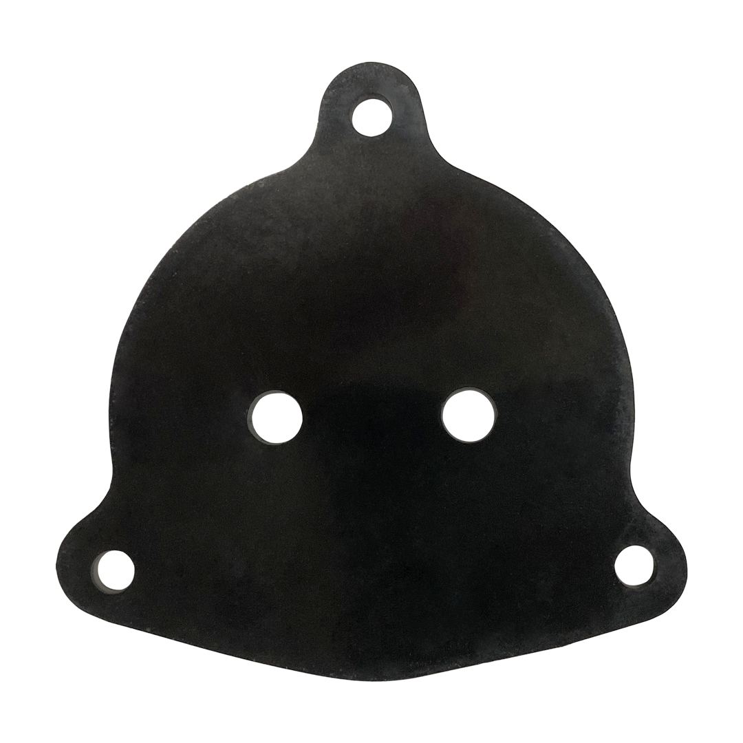 Black rubber valve gasket with five mounting holes