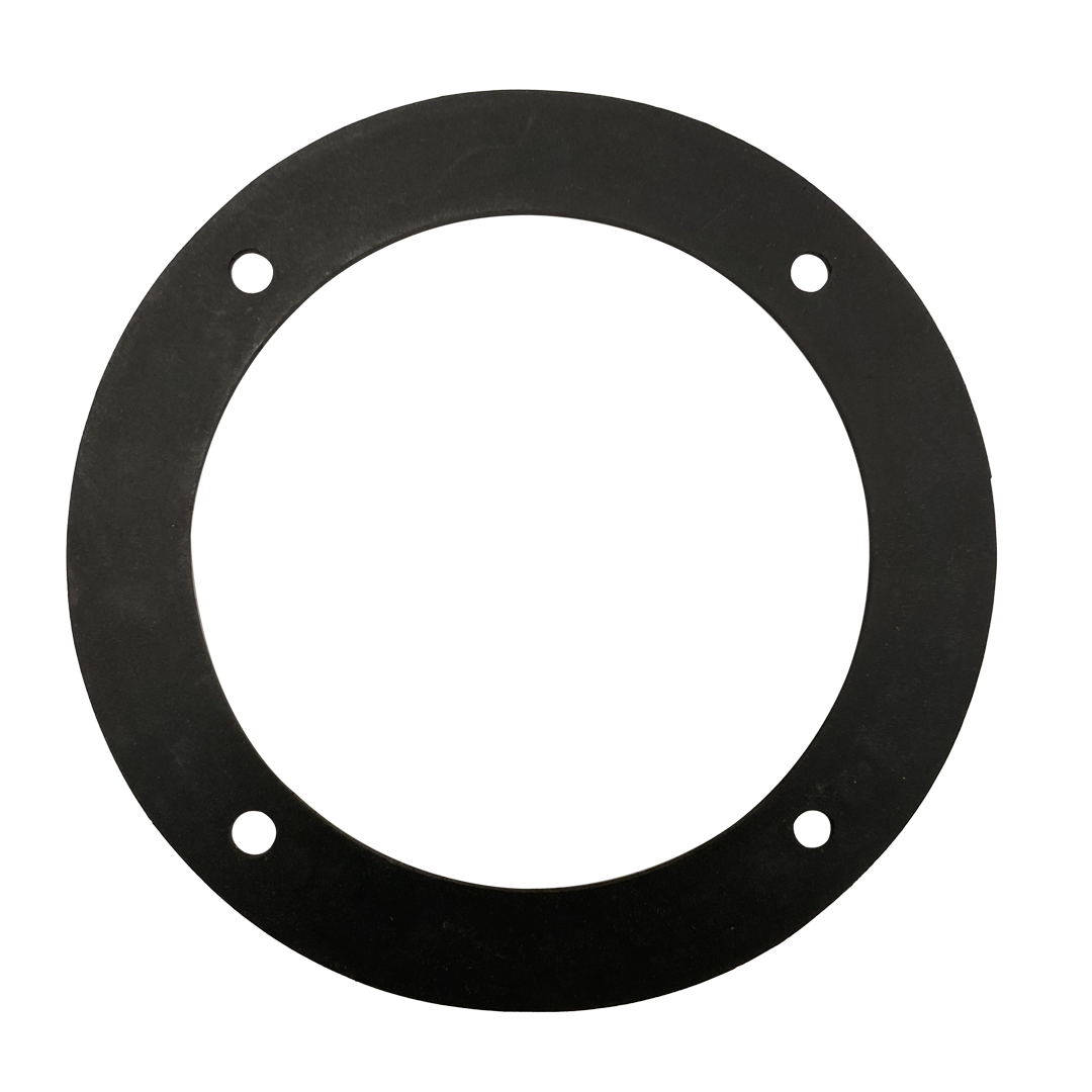 Black circular cover gasket with four bolt holes
