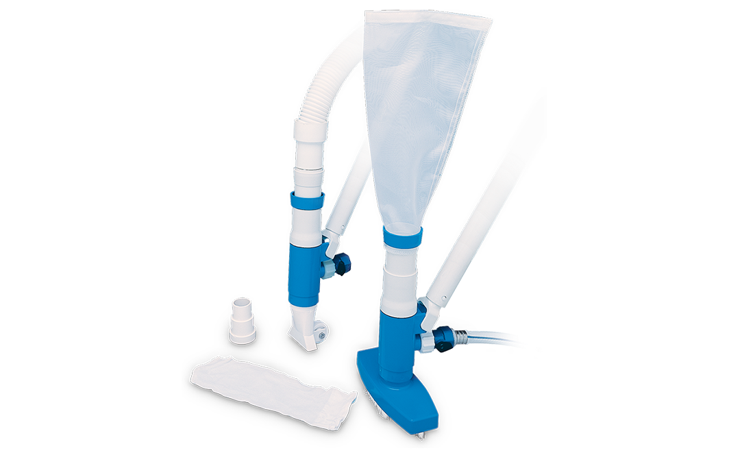 Pentair MiniVac pool vacuum with PVC handle, hose, and vacuum head