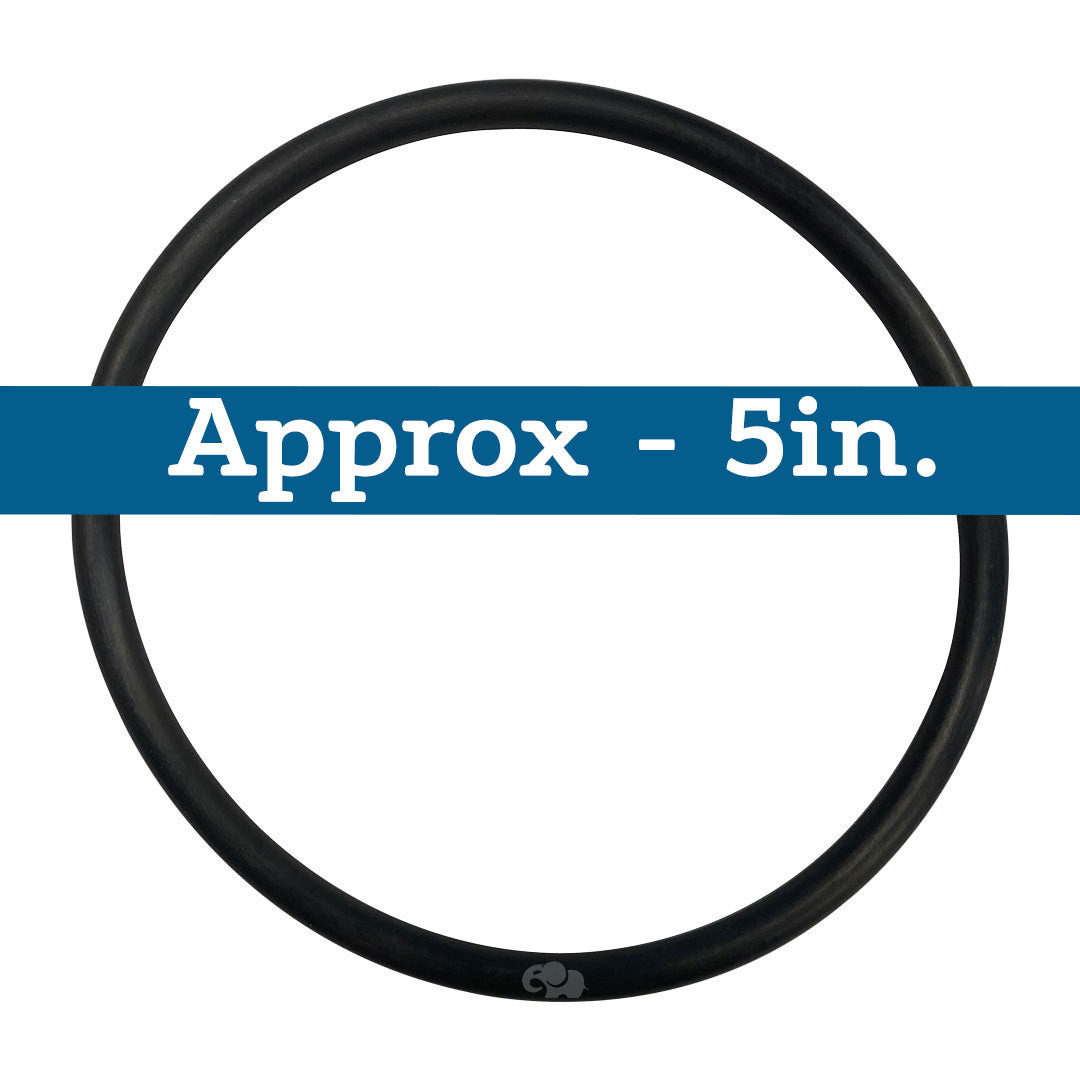 Black rubber O-ring seal, approximately 5 inches in diameter