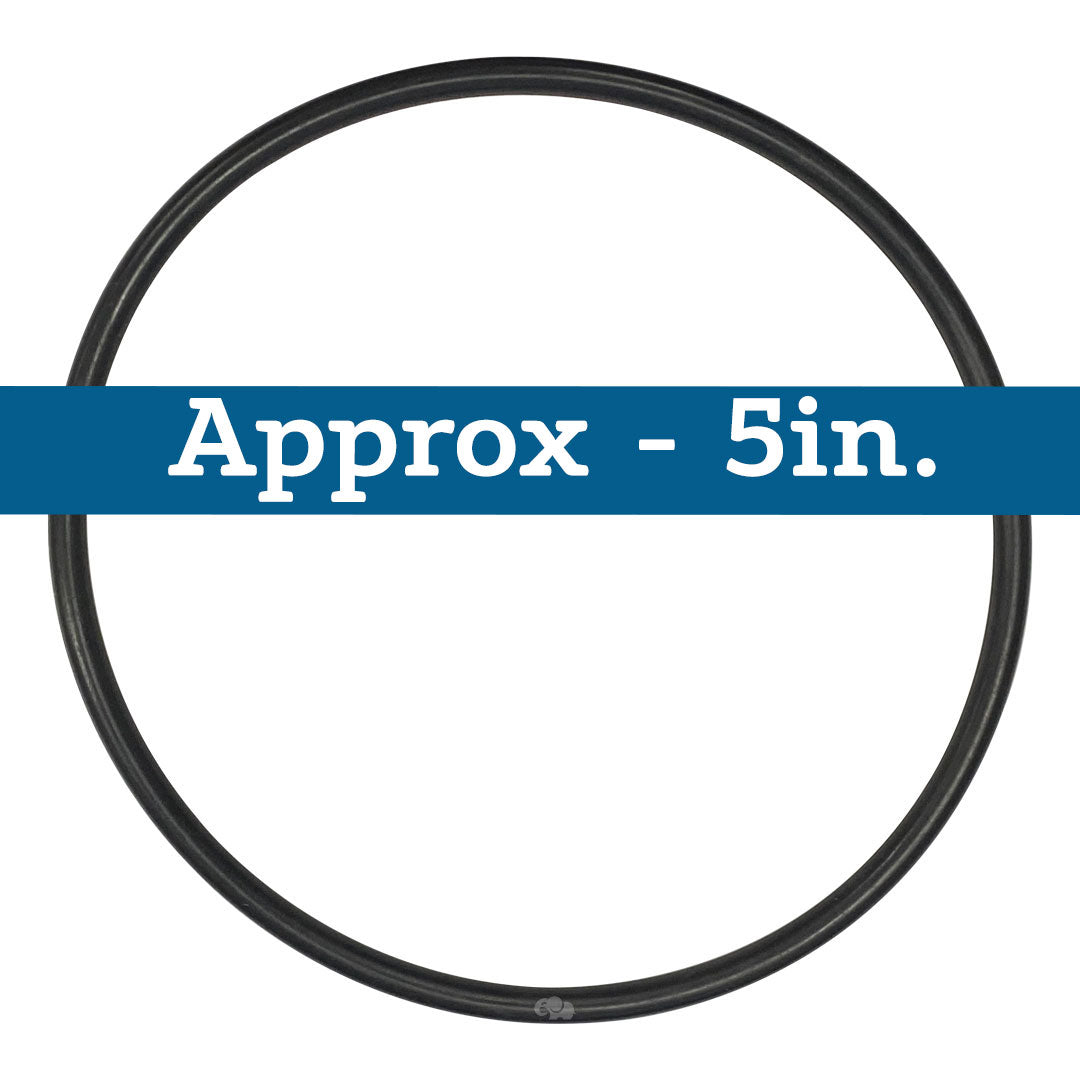 Black rubber pump lid O-ring, approximately 5 inches diameter