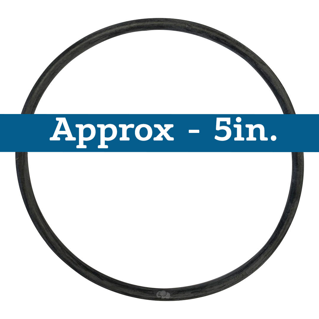 Black rubber O-ring, approximately 5 inches diameter