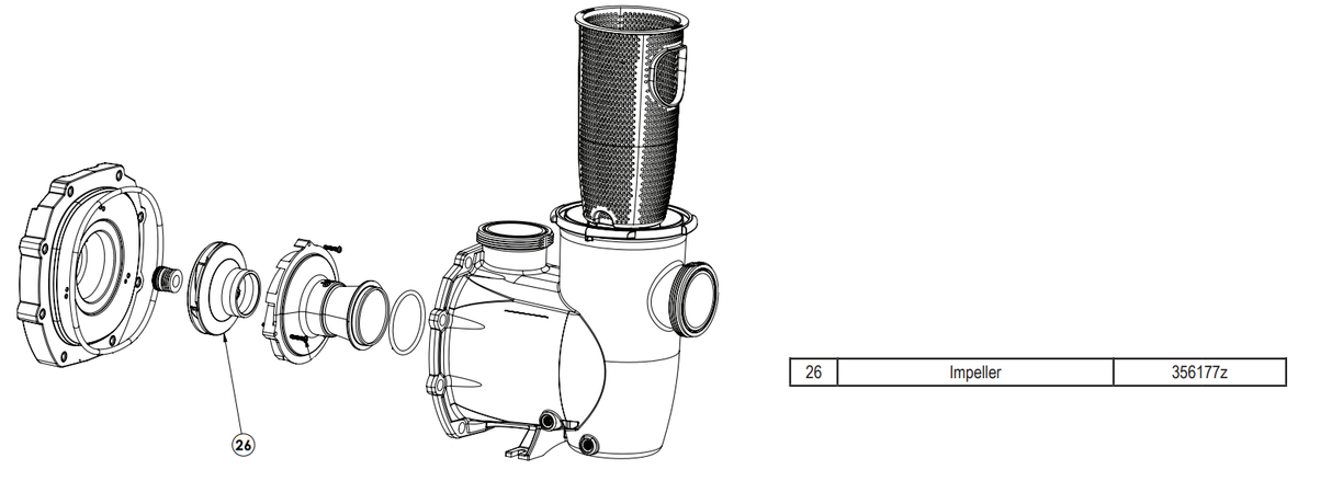 Pentair IntelliFlo3 / IntelliPro3 Impeller diagram