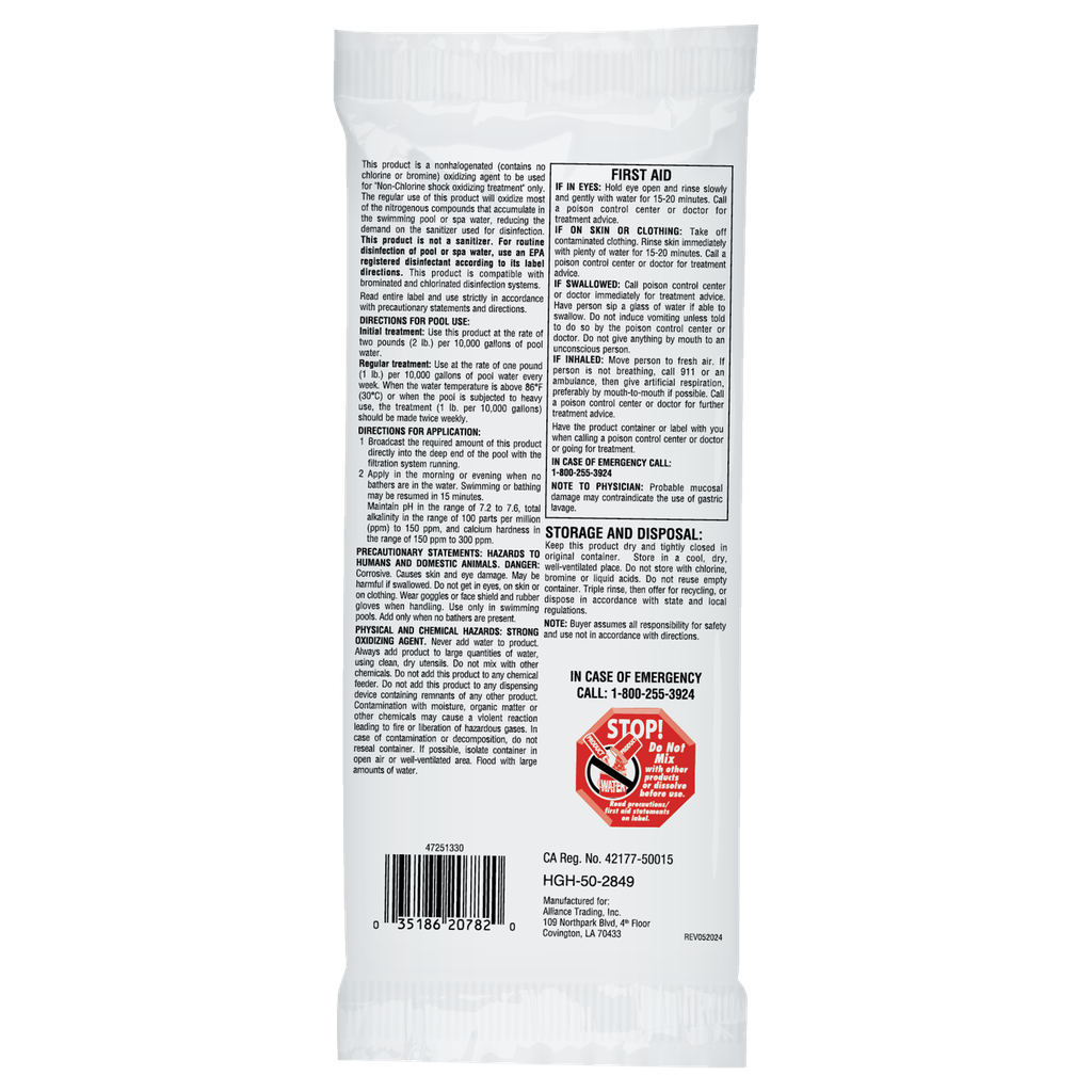 POOL SEASON Non-Chlorine Shock – Case of 12 | HGH-50-2849-12PK