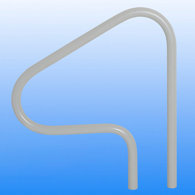 Gray 3-bend return-to-deck handrail with a curved top and two vertical mounting ends