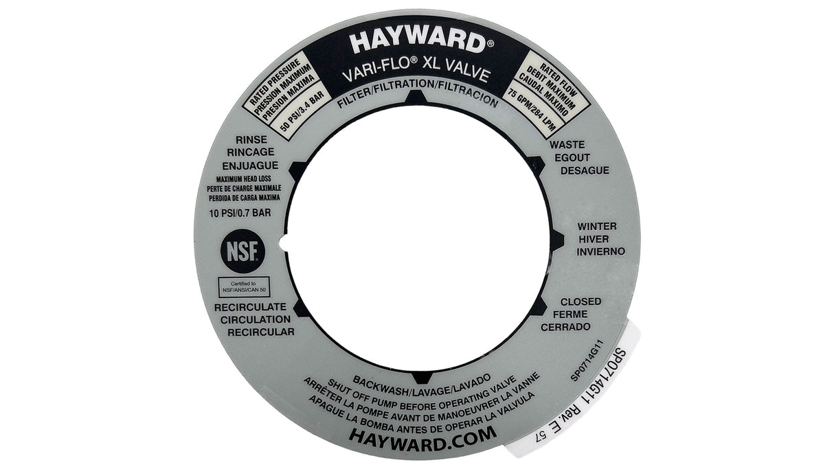 Hayward Multi-Lateral Backwash Valve Label | SPX0714G