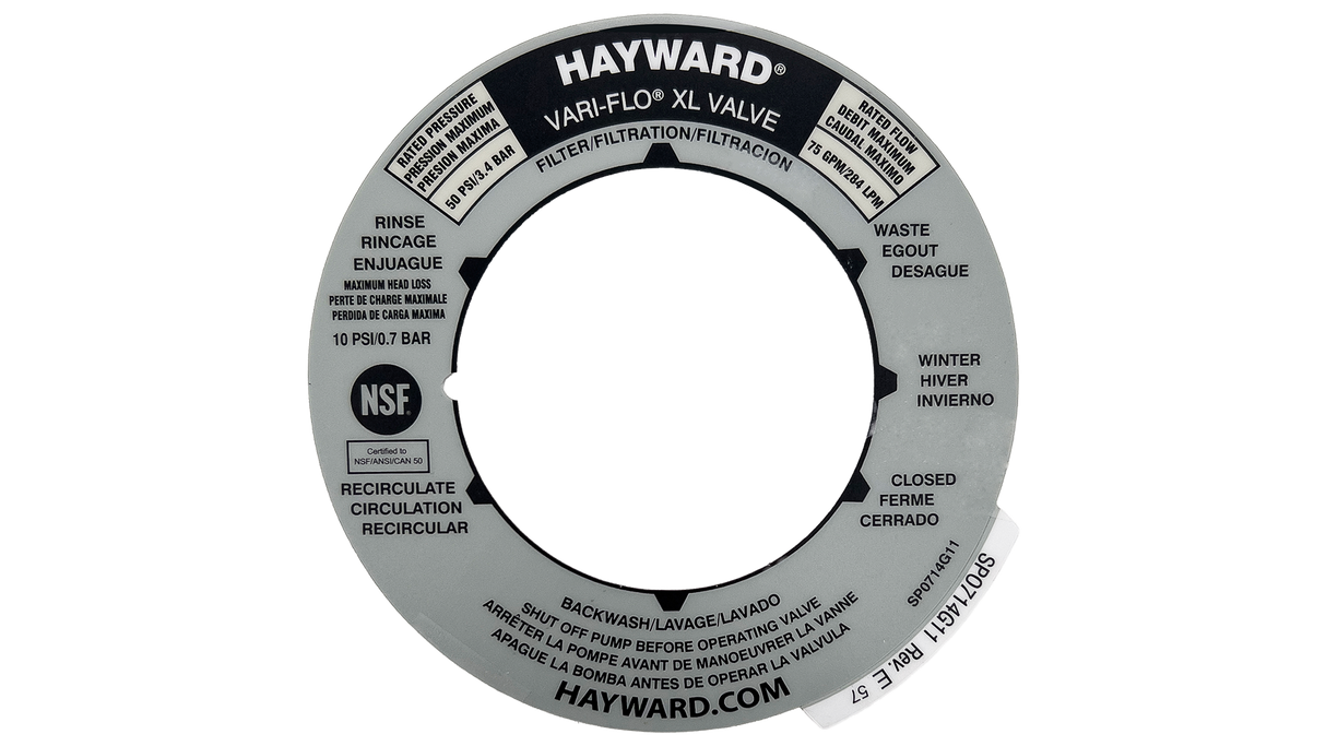 Hayward Multi-Lateral Backwash Valve Label | SPX0714G