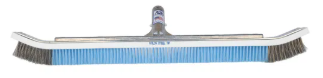 A&B 24-inch curved steel-tipped nylon wall brush with blue bristles and metal handle attachments