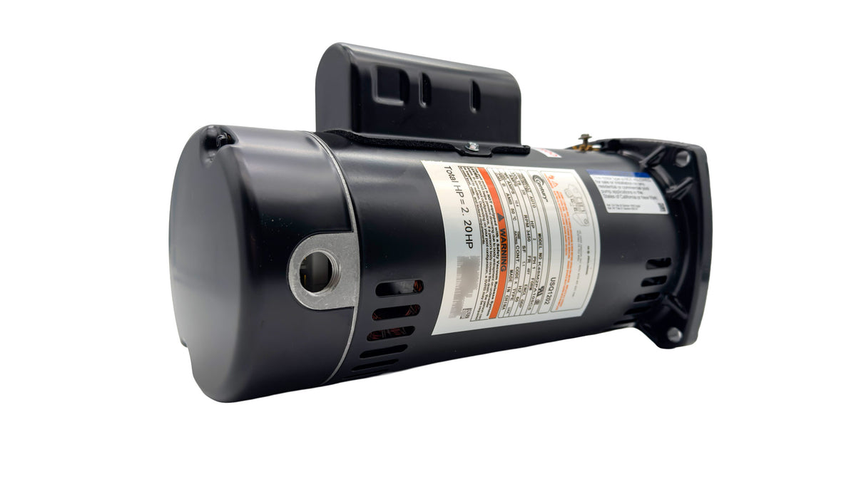 Century ODP square flange pool filter motor, 2 HP, 230V, black.