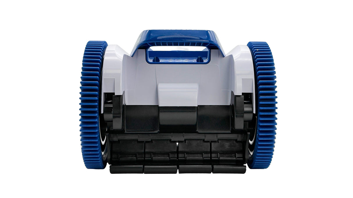 Hayward AquaNaut 200 suction side pool cleaner with blue wheels, front view