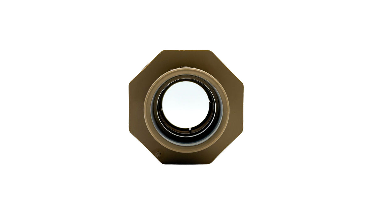 Tan octagonal flush mount return fitting with circular center opening