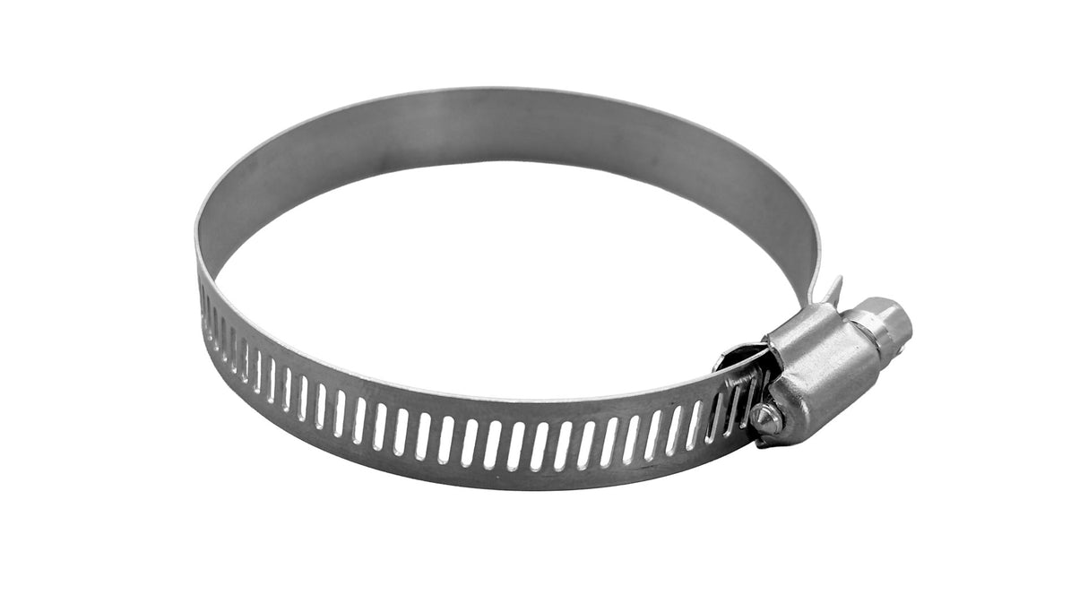 Stainless steel hose clamp with adjustable worm gear band and screw tightening mechanism
