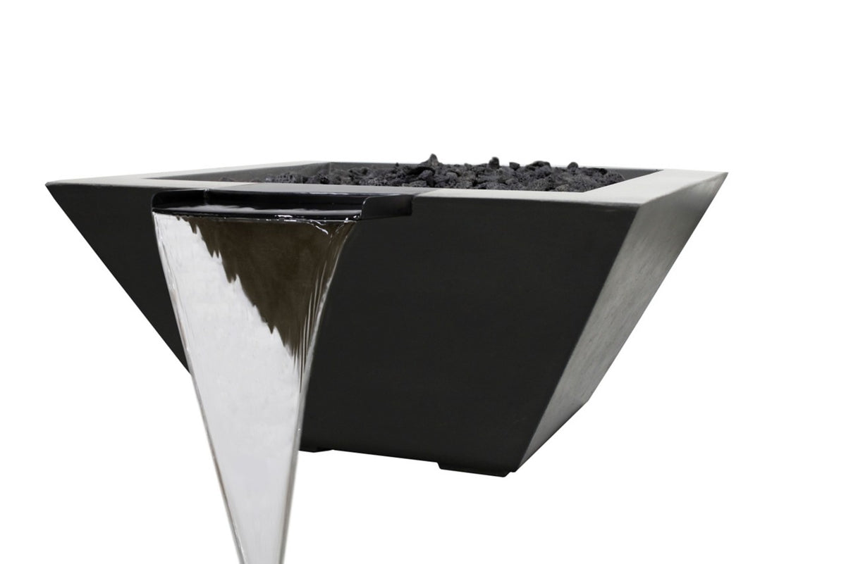 Pentair 580189 MagicFlame square black fire and water bowl with lava media and flowing spillway