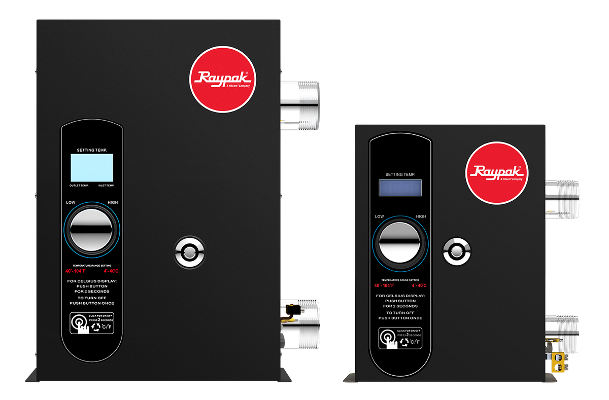 Raypak ELS-R-0018-1-TiB E3T single-phase electric pool and spa heater.