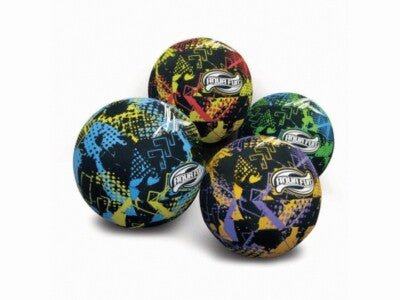 Poolmaster Active Xtreme X Ball set of four colorful patterned balls in black, blue, green, red, and yellow
